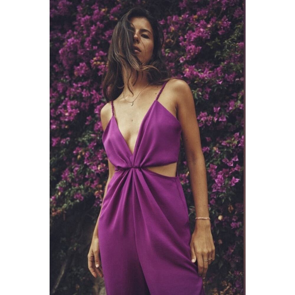 NWT Zara Cut Out Knotted Jumpsuit Magenta size “S” SOLD OUT